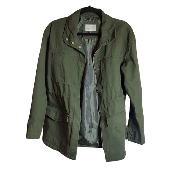 Womens Small Jacket Universal Thread Olive Green Utility Coat Full Zip/Pockets - Picture 3 of 9